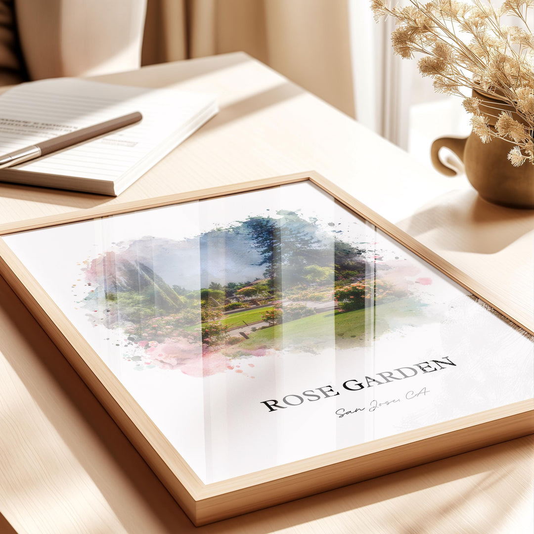 Rose Garden San Jose, CA – Watercolor Art Print