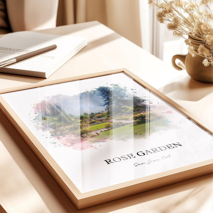 Rose Garden San Jose, CA – Watercolor Art Print