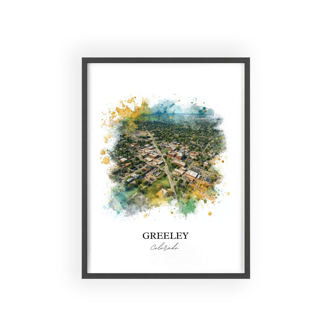 Greeley, Colorado Wall Art, Greeley Print, Greeley Watercolor Art, Weld County Gift, Travel Print, Travel Poster, Housewarming Gift