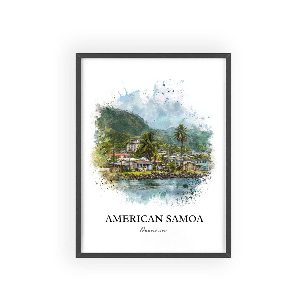 American Samoa Wall Art, Samoa Print, Samoa Watercolor Art, American Samoa Gift, Travel Print, Travel Poster, Housewarming Gift