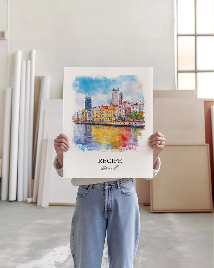 Recife Brazil Wall Art, Pernambuco Print, Brazil Watercolor Art, Recife Brazil Gift, Travel Print, Travel Poster, Housewarming Gift