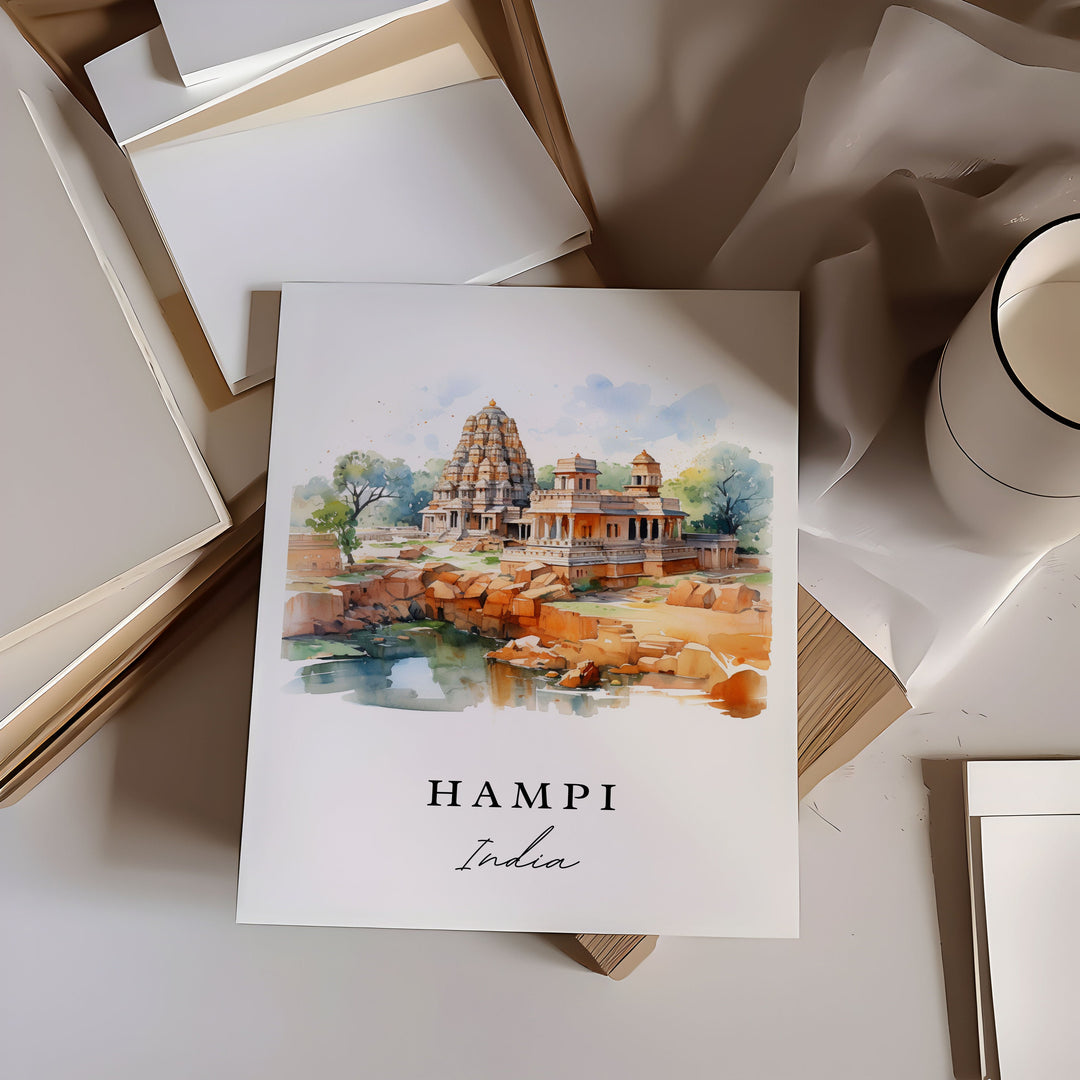 Hampi India wall art - India, Hampi poster print, Hampi Wedding gift, Birthday present, Karnataka Print, Vijayanagara District Gift