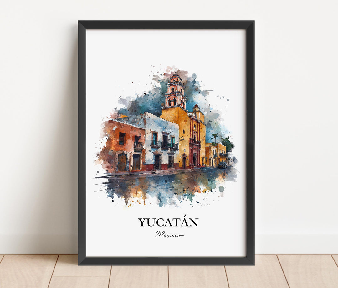 Yucatán Mexico Wall Art, Yucatán Print, Yucatán Watercolor Art, Yucatán MX Gift, Mexico Travel Print, Travel Poster, Housewarming Gift