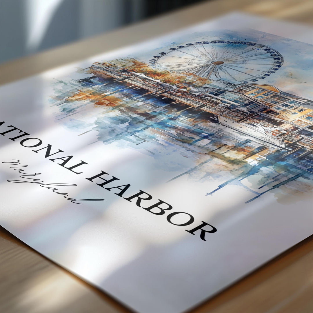 National Harbor, Maryland – Watercolor Art Print