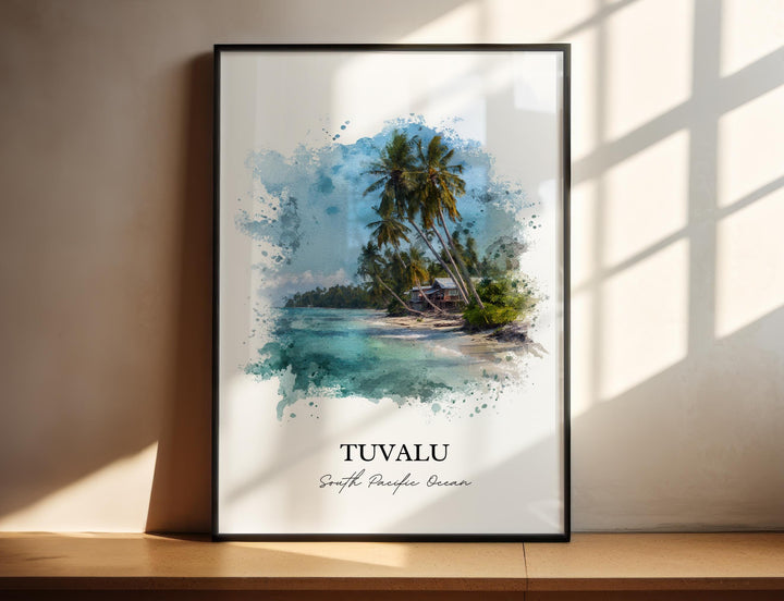 Tuvalu Wall Art, Tuvalu Print, Tuvalu Watercolor Art, Tuvalu Island Gift, Travel Print, Travel Poster, Housewarming Gift