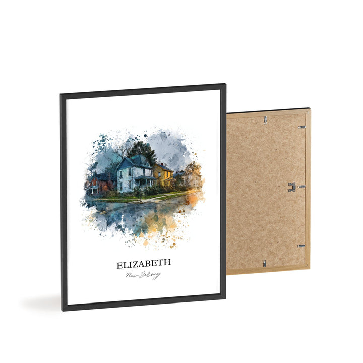 Elizabeth, New Jersey, NJ – Watercolor Art Print