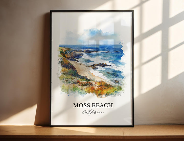 Moss Beach Wall Art, Moss Beach Print, San Mateo County Artwork, Moss Beach Gift, Travel Print, Travel Poster, Housewarming Gift