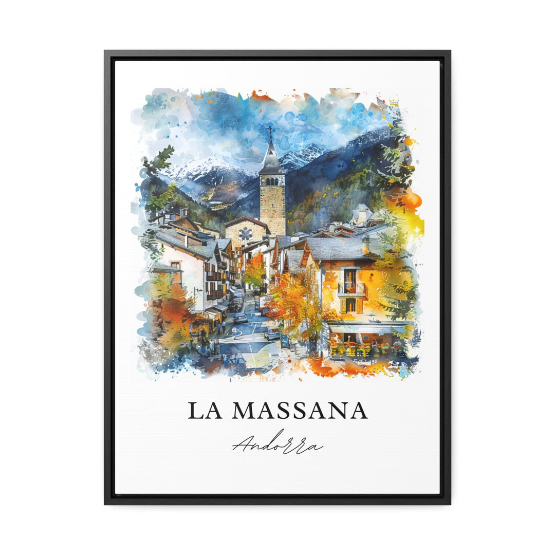 La Massana Wall Art, La Massana Andorra Print, La Massana Watercolor, Coma Pedrosa Gift,