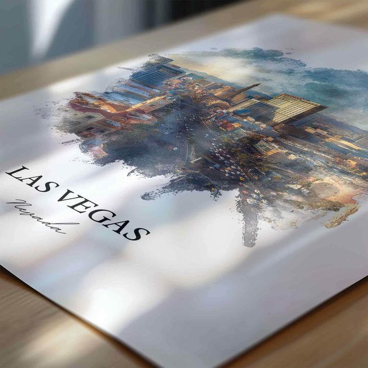 Las Vegas, Nevada Wall Art, Vegas Print, Vegas Watercolor Art, Las Vegas Skyline Gift, Travel Print, Travel Poster, Housewarming Gift