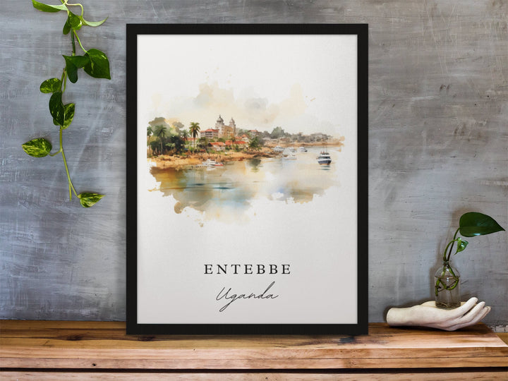 Entebbe traditional travel art - Uganda, Entebbe poster, Wedding gift, Birthday present, Custom Text, Personalised Gift