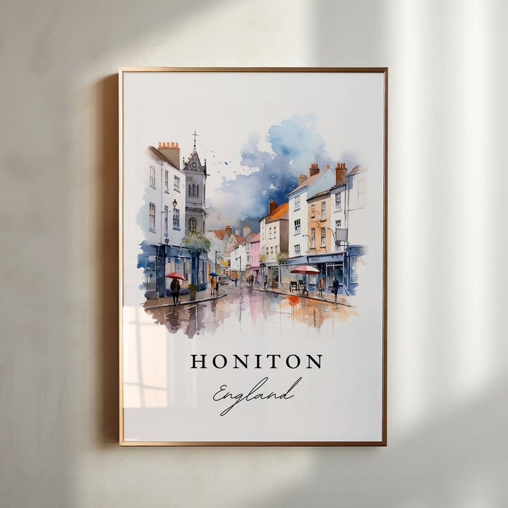 Honiton Wall Art, Honiton England Print, Honiton Watercolor Art, Honiton UK Gift,