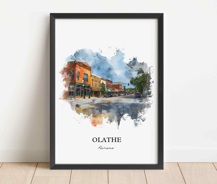 Olathe, Kansas Wall Art, Olathe Print, Olathe KS Watercolor Art, Olathe Gift, Travel Print, Travel Poster, Housewarming Gift