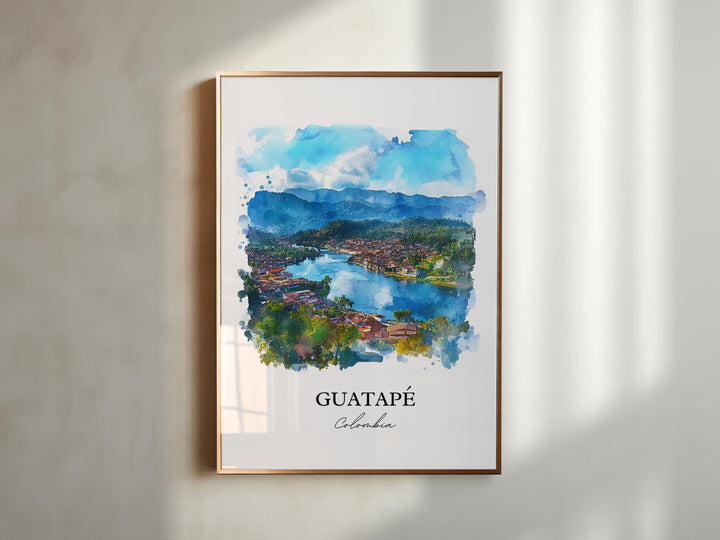 Guatapé Wall Art, Medellín Print, Colombia Watercolor Art, Guatapé Colombia Gift, Travel Print, Travel Poster, Housewarming Gift