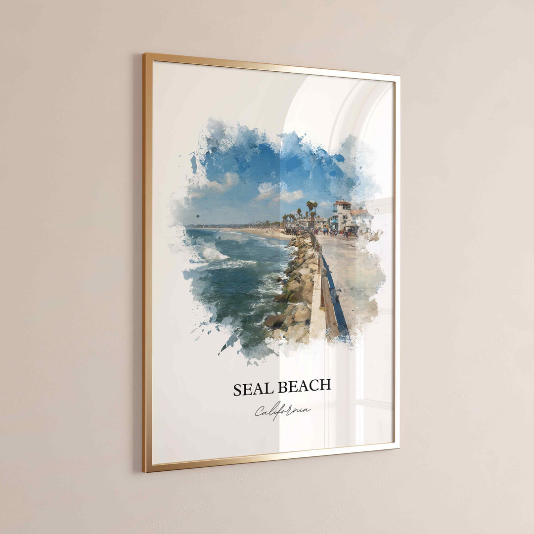 Seal Beach, California – Watercolor Art Print