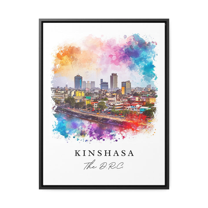 Kinshasa watercolor travel art - The DRC, Kinshasa print, Wedding gift, Birthday present, Custom Text, Perfect Gift