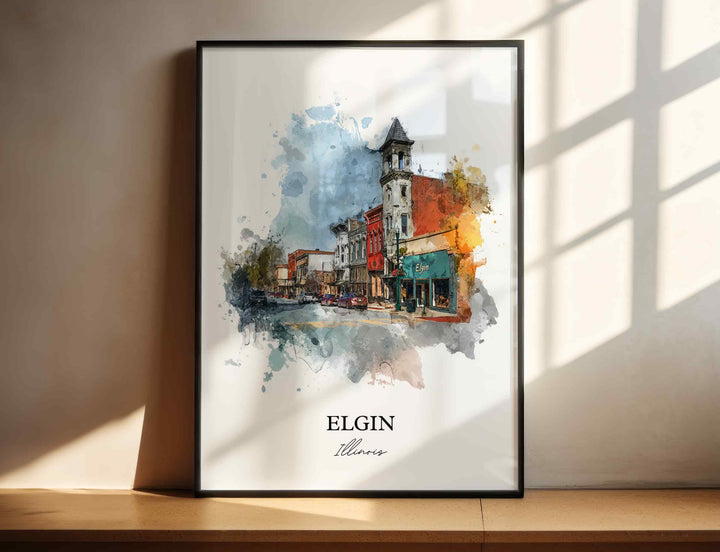 Elgin, Illinois – Watercolor Art Print