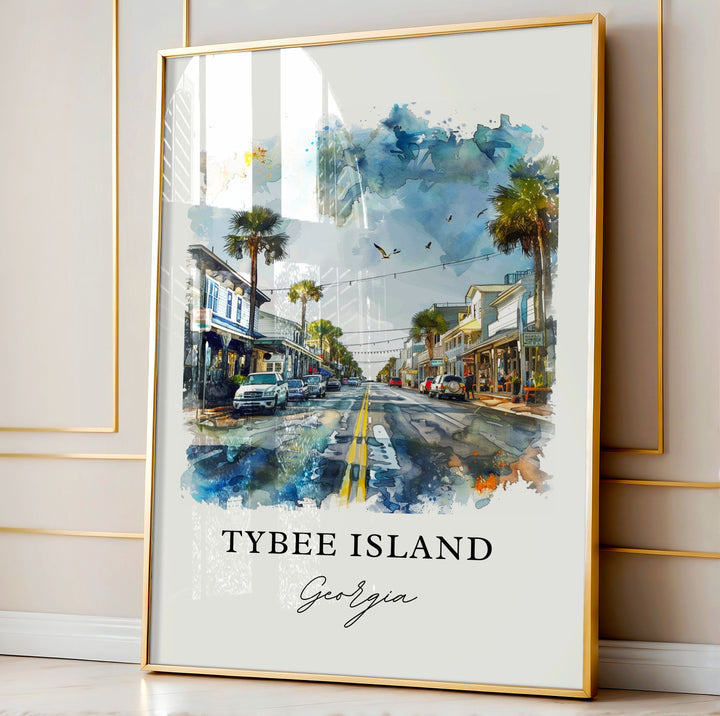 Tybee Island Wall Art, Tybee Island GA, Tybee Island Watercolor, Tybee Island Georgia Gift,