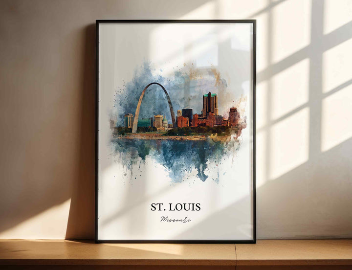 St. Louis Wall Art, St Louis Print, Missouri Watercolor Art, St Louis Missouri Gift, Travel Print, Travel Poster, Housewarming Gift