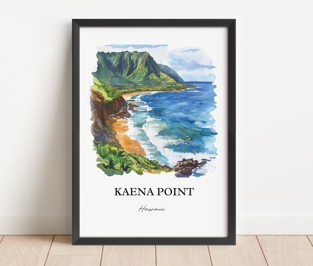 Kaena Point HI Wall Art, Oahu Print, Honolulu Watercolor Art, Kaena Point Gift, Travel Print, Travel Poster, Housewarming Gift