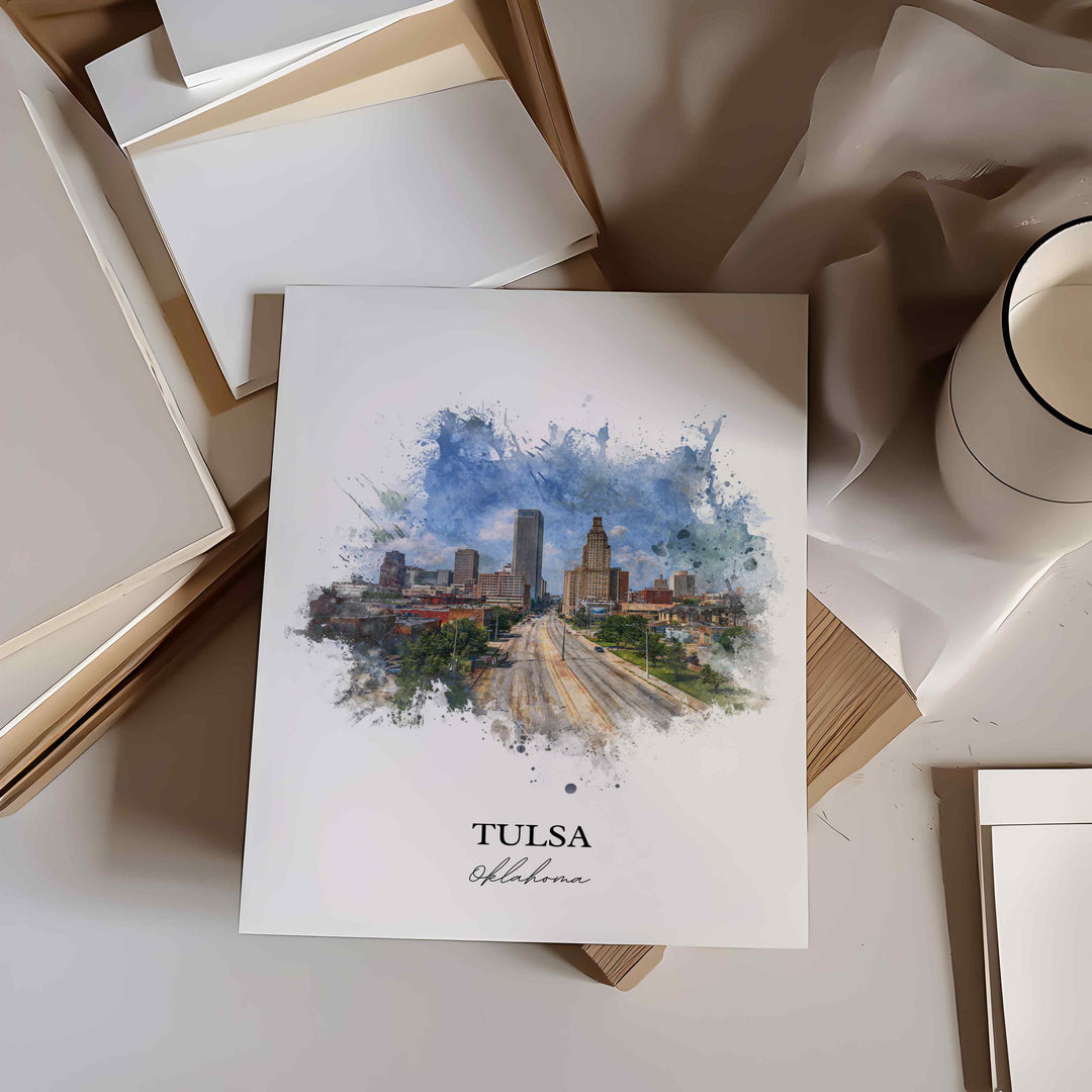 Tulsa, Oklahoma – Watercolor Art Print