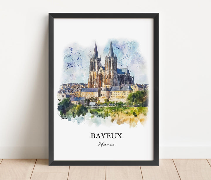 Bayeux France Wall Art, Normandy Region Print, France Watercolor Art, Bayeux Gift, Travel Print, Travel Poster, Housewarming Gift
