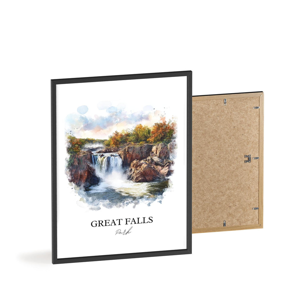 Great Falls Park Wall Art, Fairfax County Print, McLean VA Watercolor, Great Falls Park Gift, Travel Print, Travel Poster, Housewarming Gift