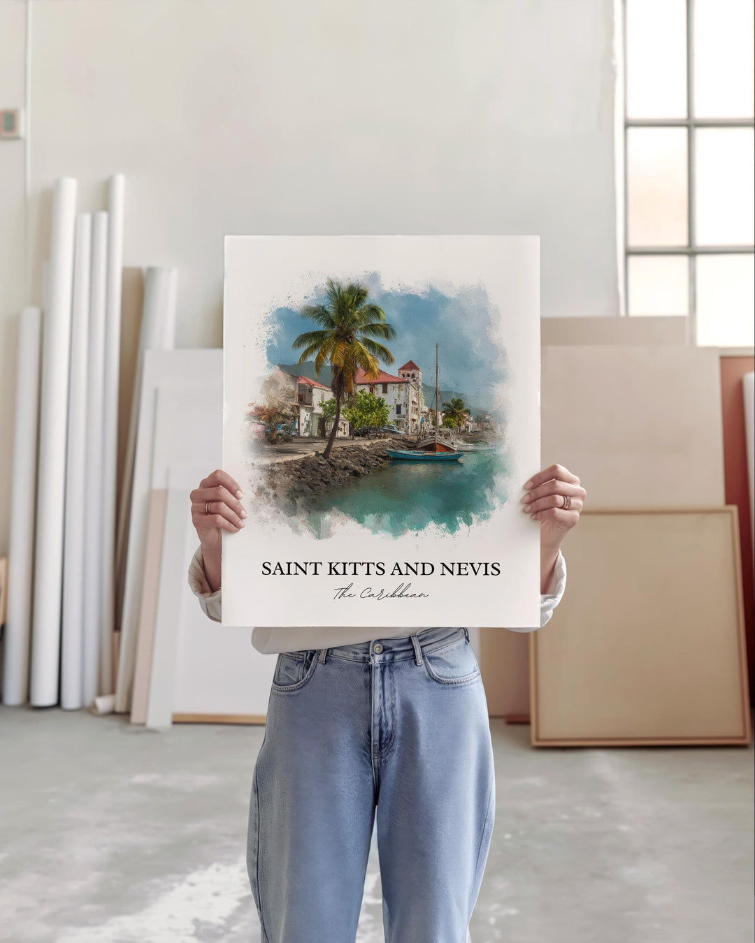 St. Kitts and Nevis Art, Saint Kitts Print, Nevis Watercolor Art, St. Kitts and Nevis Gift, Travel Print, Travel Poster, Housewarming Gift