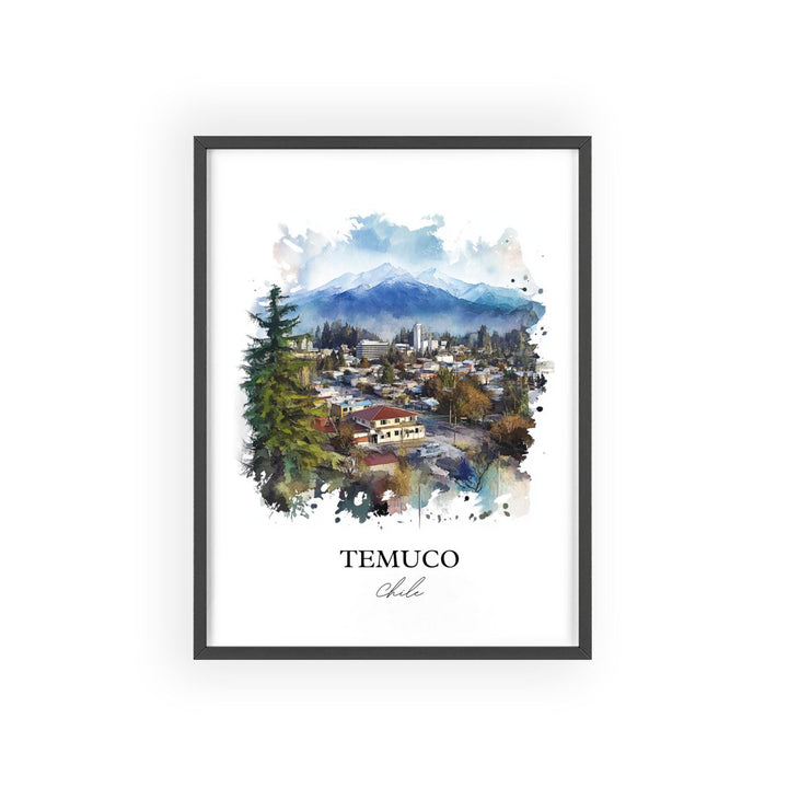 Temuco Chile Wall Art, Araucanía Region Print, Chile Watercolor Art, Temuco Chile Gift, Travel Print, Travel Poster, Housewarming Gift