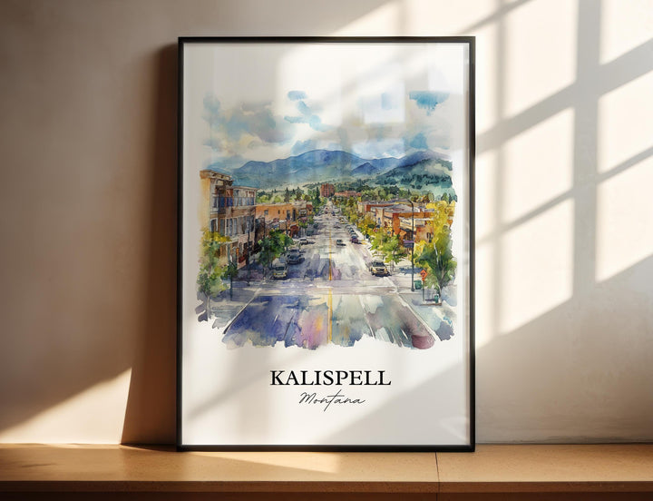 Kalispell MT Wall Art, Glacier National Park Print, Montana Artwork, Kalispell Montana Gift, Travel Print, Travel Poster, Housewarming Gift