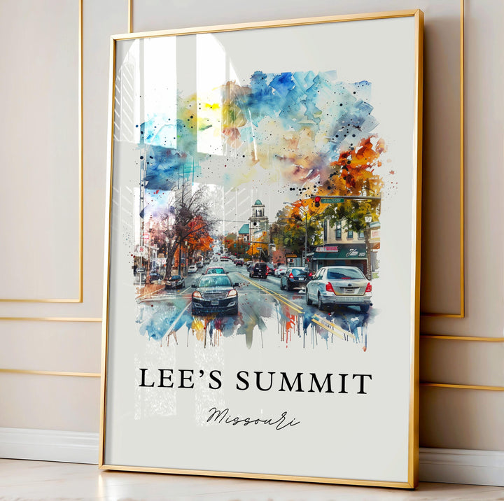 Lee's Summit Art, Lee's Summit MO Print, Lee's Summit Watercolor Art, Jackson County KS Gift,