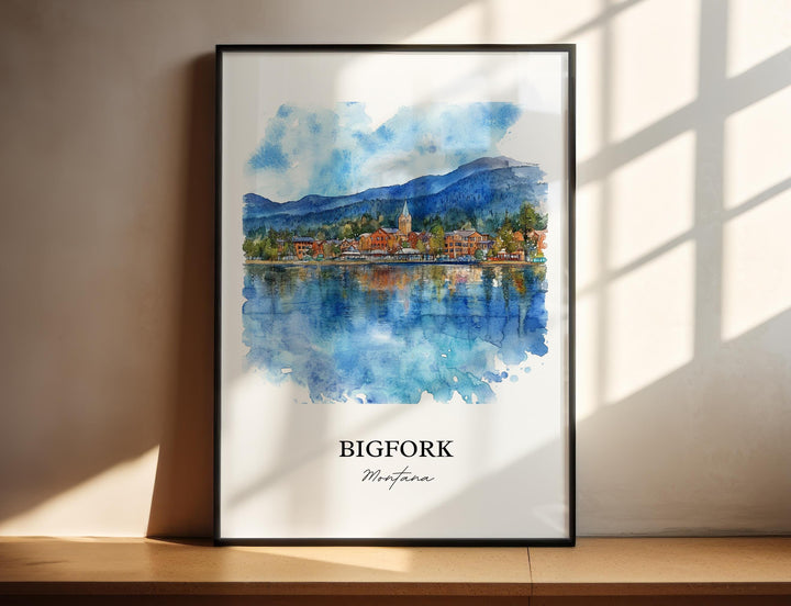 Bigfork, Montana, USA – Watercolor Art Print