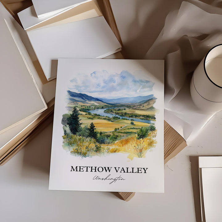 Methow Vally Wall Art, North Cascades WA Print, Washington Watercolor Art, Methow Vally Gift, Travel Print, Travel Poster, Housewarming Gift