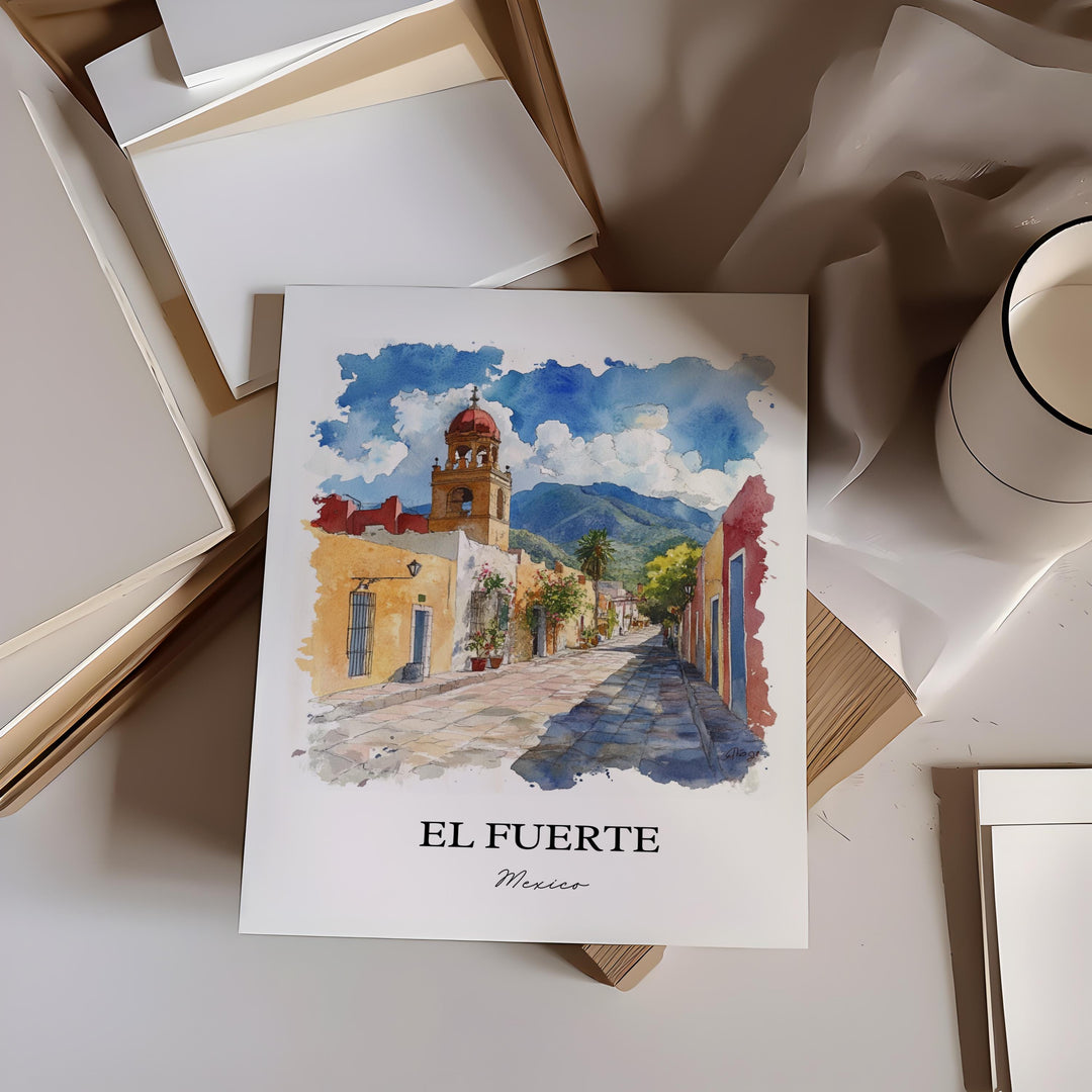 El Fuerte Mexico Wall Art, Sinaloa Print, Mexico Watercolor Art, El Fuerte Mexico Gift, Travel Print, Travel Poster, Housewarming Gift