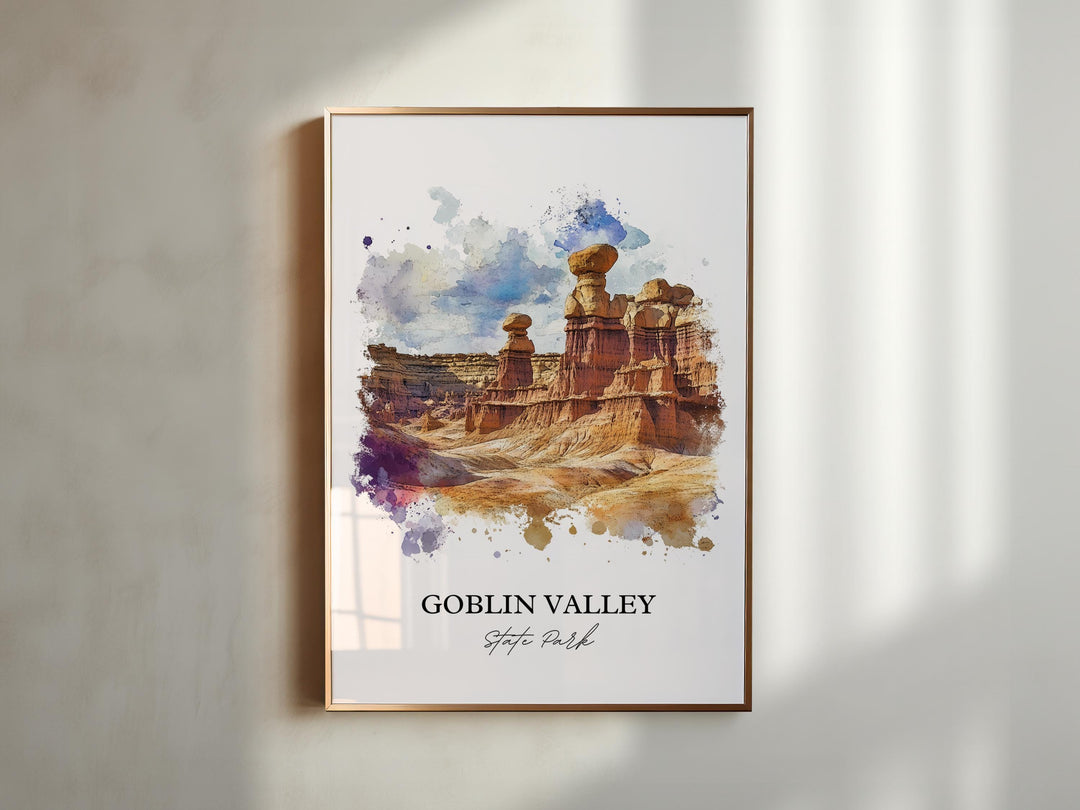 Goblin Valley State Park Art, Emery County Print, Utah Watercolor, Goblin Valley Park Gift, Travel Print, Travel Poster, Housewarming Gift