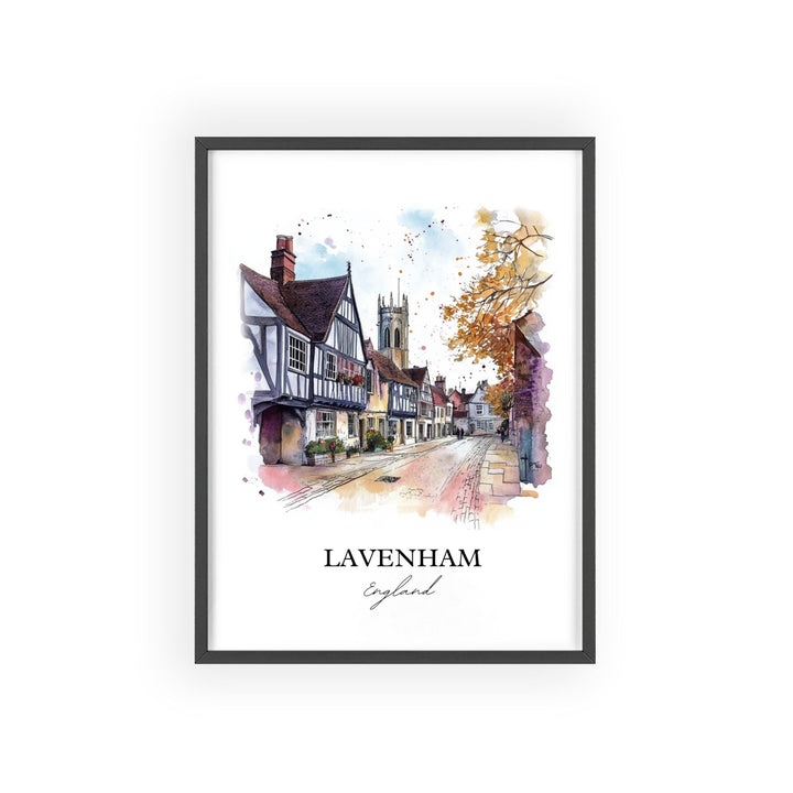 Lavenham Wall Art, Babergh District Print, Suffolk England Watercolor, Lavenham England Gift, Travel Print, Travel Poster, Housewarming Gift