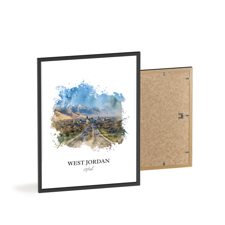 West Jordan Wall Art, Utah Print, West Jordan UT Watercolor Art, Salt Lake City Gift, Travel Print, Travel Poster, Housewarming Gift
