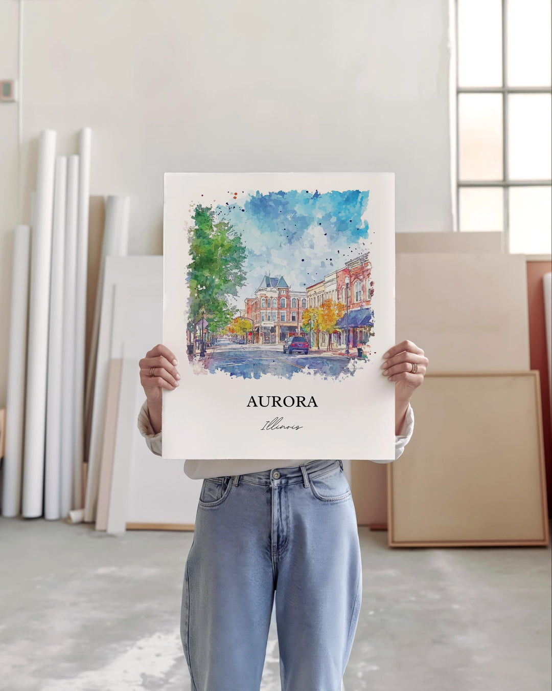 Aurora, Illinois, Illinois – Watercolor Art Print