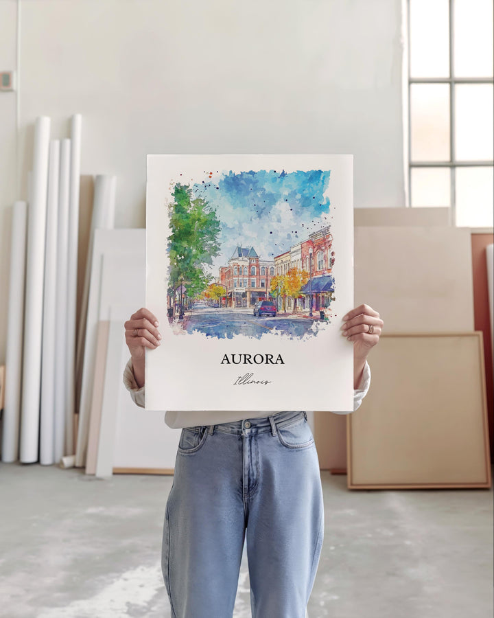 Aurora, Illinois, Illinois – Watercolor Art Print