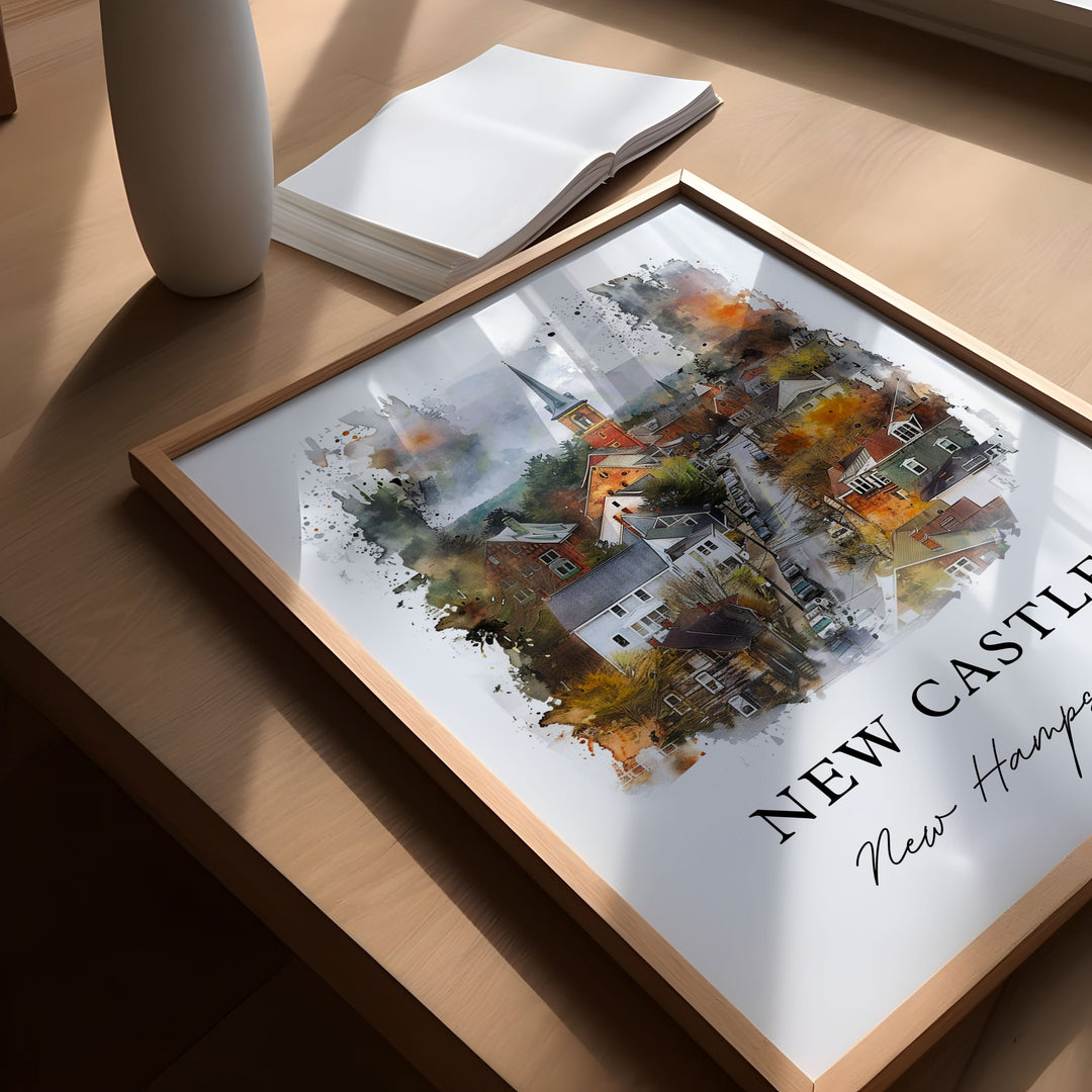 New Castle NH Wall Art, Rockingham County NH Print, New Castle Watercolor, New Castle Gift,