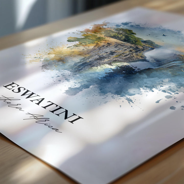 Eswatini Wall Art, Eswatini Print, South Africa Watercolor Art, Eswatini Gift, Travel Print, Travel Poster, Housewarming Gift