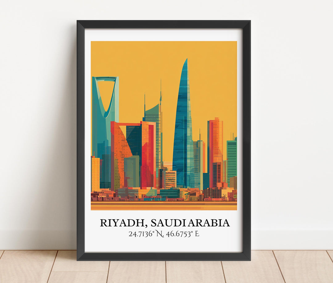 Riyadh Wall Art, Riyadh Retro Travel Art, Riyadh Home Decor, Riyadh Skyline Gift, Saudi Arabia Travel Art, Travel Prints, Housewarming Gift