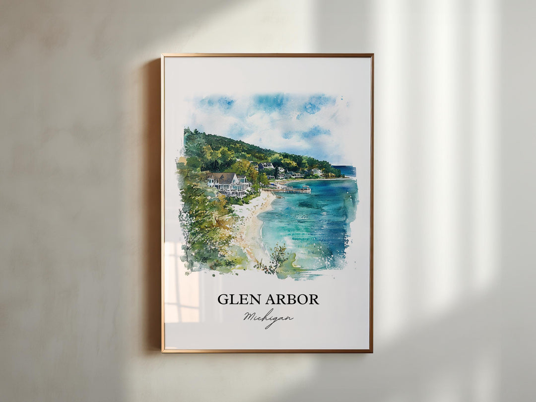 Glen Arbor, Michigan, USA – Watercolor Art Print