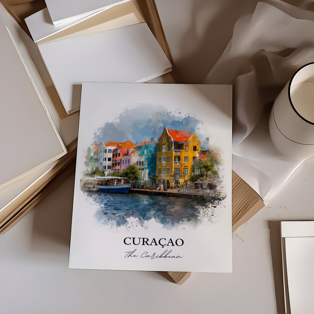 Curaçao Wall Art, Curaçao Print, Curaçao Watercolor, Curaçao Island Gift, Travel Print, Travel Poster, Housewarming Gift