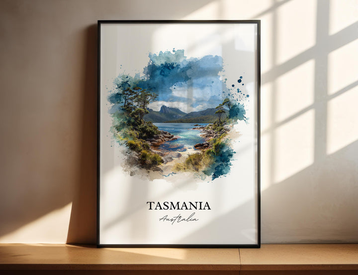 Tasmania Wall Art, Tasmania Print, Australia Watercolor Art, Tasmania Gift, Tasmania Travel Print, Travel Poster, Housewarming Gift