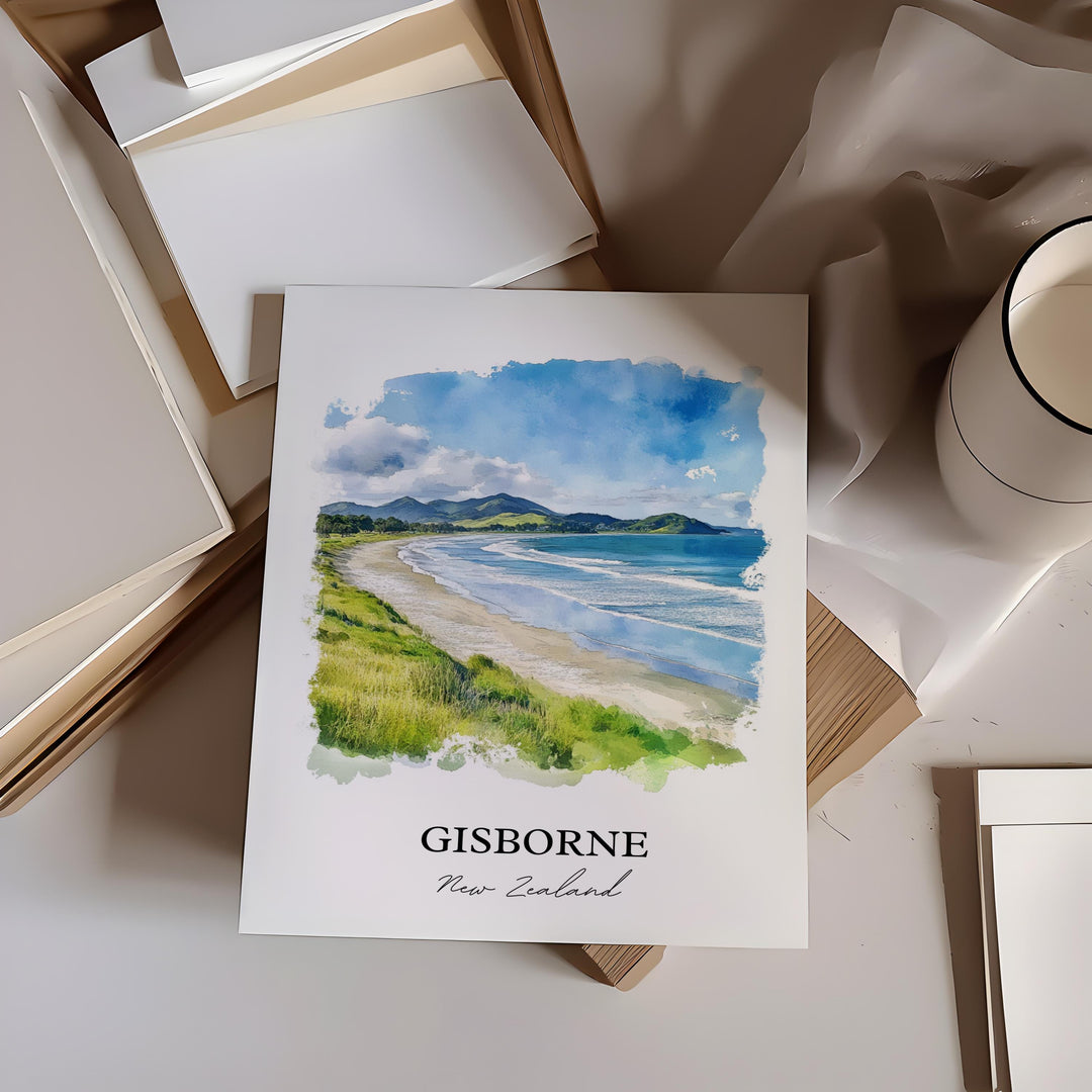 Gisborne, New Zealand – Watercolor Art Print