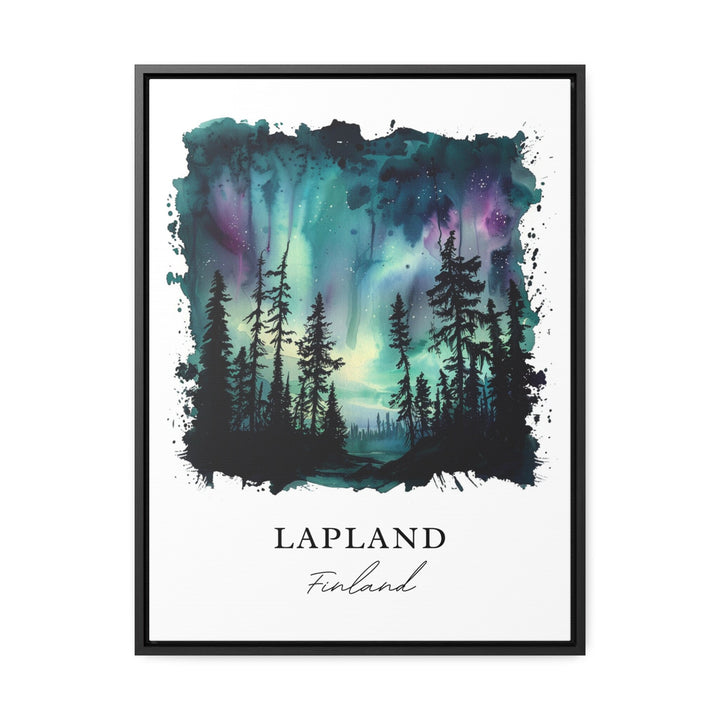Lapland Finland Wall Art, Lapland Print, Lapland Watercolor, Northern Lights Gift, Travel Poster, Housewarming Gift
