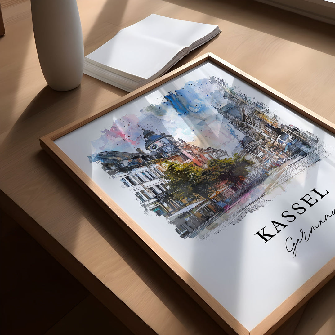 Kassel Wall Art, Kassel Germany Print, Kassel Watercolor Art, Kassel Germany Gift,