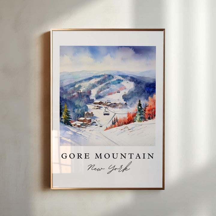 Gore Mountain NY wall art, Gore Mountain print, Gore Mountain Ski gift, Gore Mtn Birthday present, Custom Text, Perfect Gift