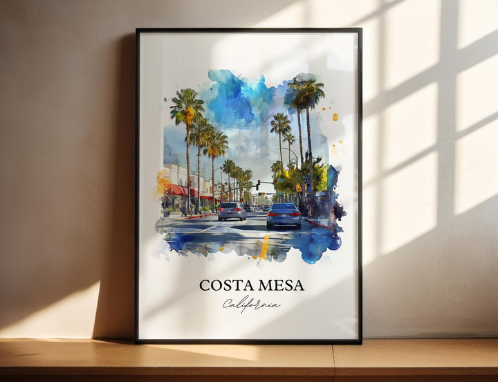Costa Mesa Wall Art, Orange County Print, Costa Mesa Watercolor Art, Costa Mesa Gift, Travel Print, Travel Poster, Housewarming Gift