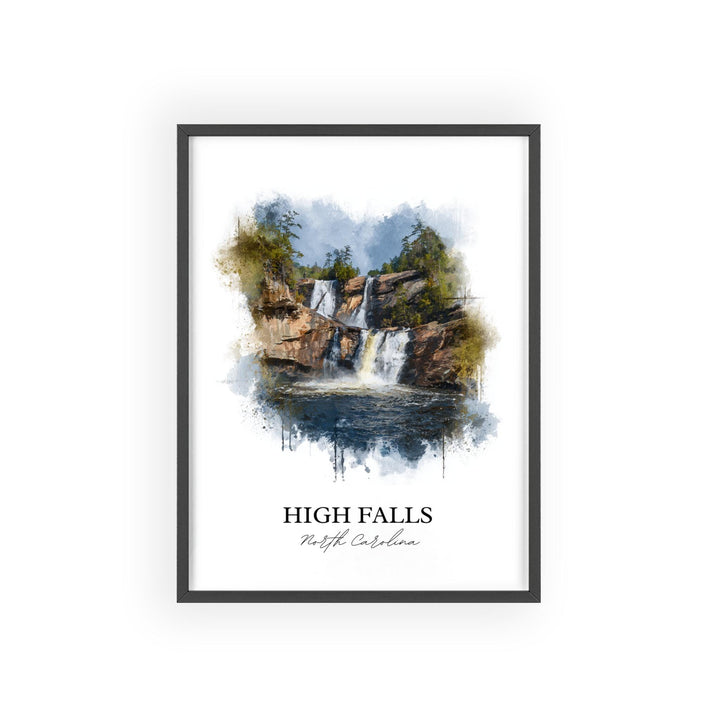 High Falls NC Art, High Falls Print, High Falls Watercolor Art, North Carolina Gift, Travel Print, Travel Poster, Housewarming Gift